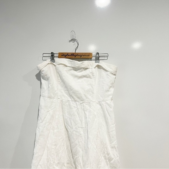 Abercrombie & Fitch White Strapless Linen Blend Mini Dress - Picture 4 of 11